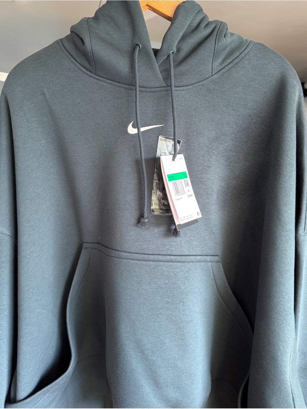 Nike NWT Pine Green Oversized Hoodie Center White Swoosh Women’s Size XL